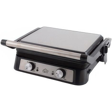 Bistecchiera Elettrica 2000W con Piastre Staccabili 29 x 23 cm e Apertura a 180 Gradi