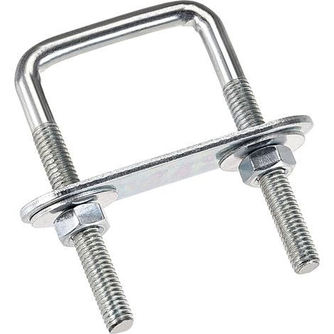 Boulon En U Carré - 2 Kits - Acier Carbone M6 - Fixation Tuyau Bois - 35mm Largeur Intérieure (1/4)