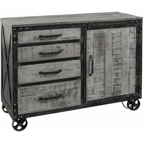 Sideboard Mango 120x46x92 grau lackiert HEAVY INDUSTRY 125
