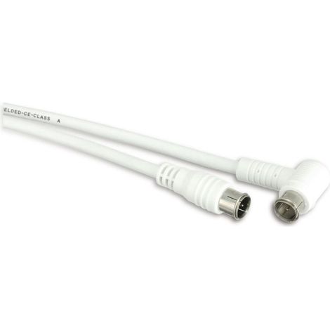 Câble de connexion antenne S-IMPULS SAT, 2x connecteurs F-Quick, blanc, 2,5 m, 100 dB, coudé