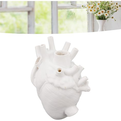 Vase cœur créatif pour Halloween, ornement artistique noir et blanc pour salon, bureau (blanc) (1/5)