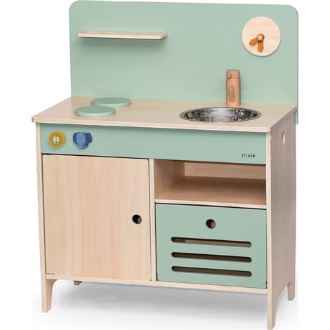 [GEBRAUCHT] B-Ware Trixie Spielküche Holzspielküche Holzküche Spielzeug Küche Küche Holz Buche Grün