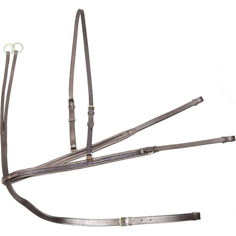 Full, Marrone Scuro: Pettorale con martingala in cuoio regolabile con fibbie in ottone