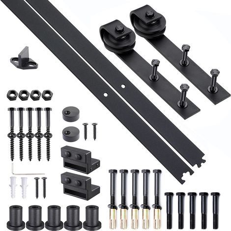 Kit de porte coulissante système galandage pour porte d'une épaisseur de 35-45 mm et largeur max. 1 m charge max. 100 Kg acier brun foncé (1/5)