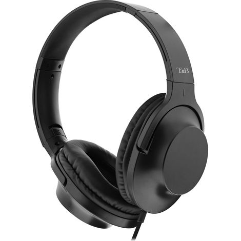 T'nB Auriculares de TV con Cable Jack de 3,5 mm Negro 2 m y alargador de 3 m