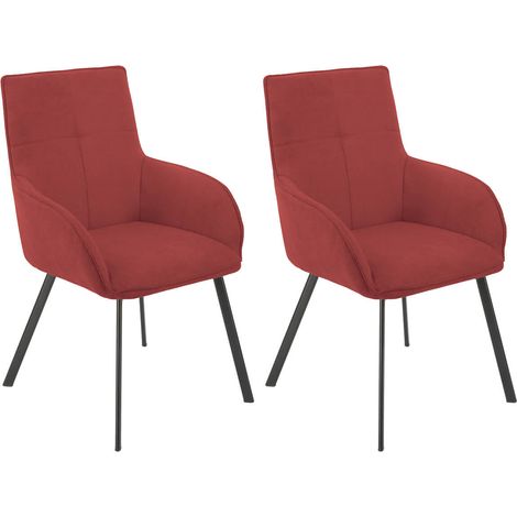 CATILA - Lot de 2 Fauteuils Rouges Piètement Gris Mat (1/3)