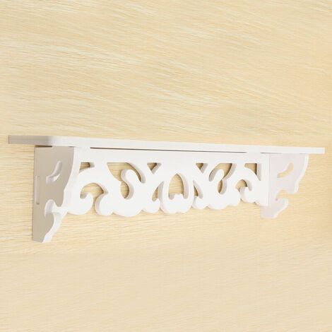 Étagère murale en bois blanc sculpté, support de rangement, design ajouré, décoration intérieure, 46 x 9 cm