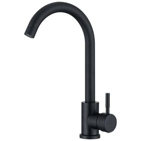 Robinet mitigeur de cuisine noir, bec pivotant à 360 °, robinet mitigeur d'évier en acier inoxydable Durable-robinet cuisine (1/4)