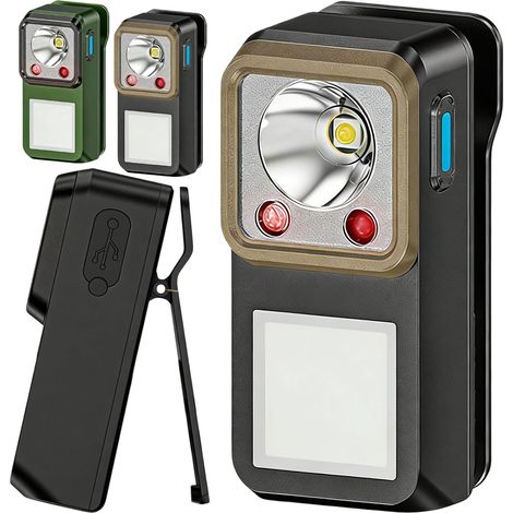 Mini lampe de poche EDC à clipser, rechargeable, 1200 lumens, mains libres avec détecteur de mouvement, six modes d'éclairage, lampe de poche magnétique pour camping, signalisation, inspection et