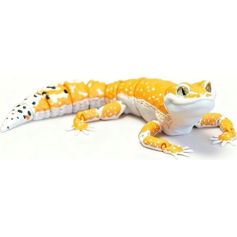 Modèle articulé de gecko léopard, sculpture de reptile réaliste et mobile, objet de collection pour collectionneurs. (1/4)