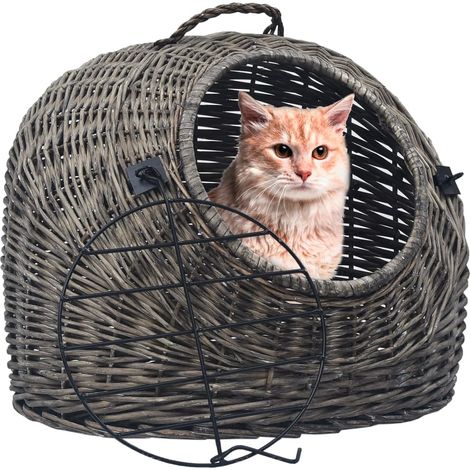 Katzen-Transportkorb Grau 60x45x45 cm Natürliche Weide