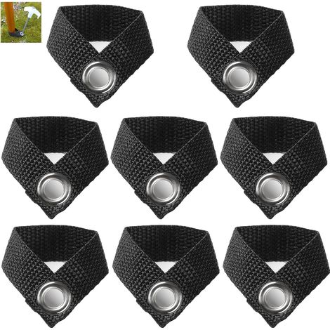 Lot de 8 ancrages pour poteaux de tente avec trous métalliques pour boucles de pieds de poteaux de tente, adaptés aux auvents, toiles de pluie, bâches, housses de pluie pour hamacs, parasols, canopées