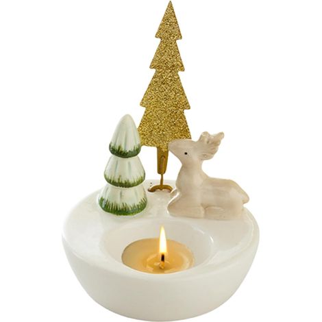 Porte-Bougie Conique De Noël Bonhomme De Neige Et Renne en Céramique Porte-bougies Pièces Maîtresses de Table de Noël Pour Fêtes, Mariage, Salon, Cuisine, Manteau de Cheminée, Cheminée, Bureau, (1/5)