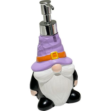 Pompe à savon pour les mains en forme de chapeau de sorcière violet nain pour Halloween, flacon de lotion réutilisable pour salle de bain et cuisine (1/5)