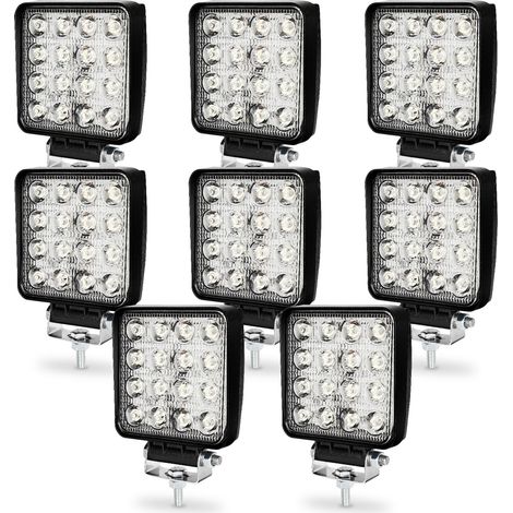 SWANEW 8PCS 48W Phare de Travail Carre a Leds DC 12V 24V Quad Camion Bateau Tracteur Offroad Imperméable (1/5)