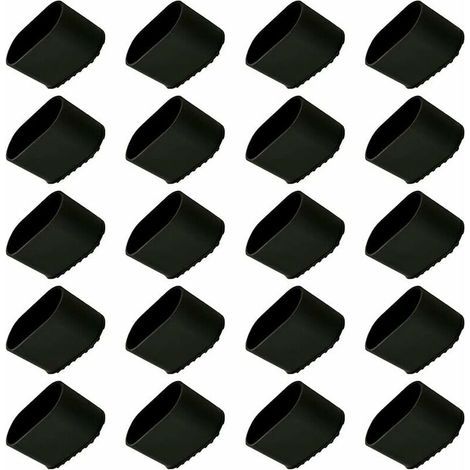 Chair Leg Cap, 20 Pcs Chair Leg Protector, Floor Protector, Leg Caps, Plastic Chair Leg, Floor Protector, 40x20mm Protective Cap for Oval Tubes, Tube Caps for Garden Chairs
