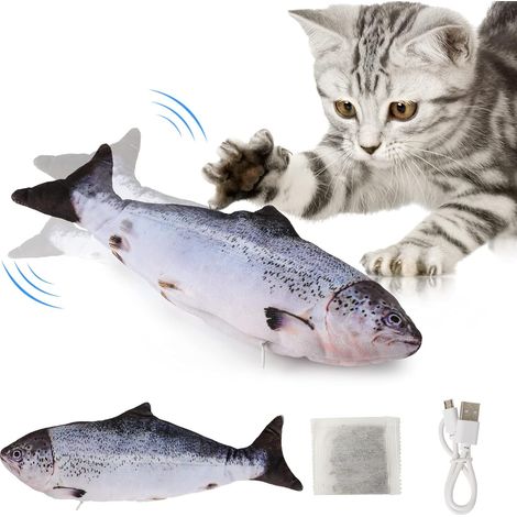 Jouet Poisson Pour Chat, Chat Jouet Poisson Qui Bouge, Jouet éLectrique Poisson Avec Cataire, Chat Jouet De Poisso En Peluche Pour Chats D'IntéRieur, Chargement Usb, Lavable, Pour Mordre, MâCher (1/5)