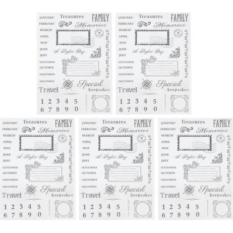 5 Tampons Transparents en Caoutchouc TPR pour Artisanat DIY Journal Calendrier Mensuel Motif Accessoires (1/5)