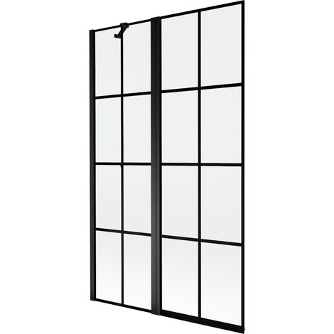 Paroi de baignoire Mexen Mist 2 volets gauche 110 x 150 cm, grille noire, noir - 8A9-110-011-70-77-L (1/5)