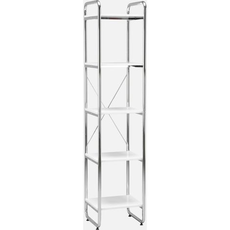Estantería de metal cromado y efecto de madera, 5 niveles (1/5)