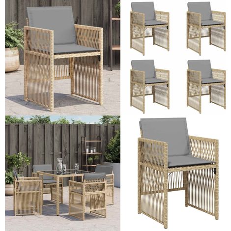 vidaXL Gartenstühle mit Kissen 4 Stk. Beigemischung Poly Rattan (1/5)