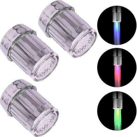 Set aus 3 LED-Leuchten mit abgestufter Farbtemperatur für Wasserhahn, 3 Wasserstrahlen mit Chamäleon-Effekt (1/5)