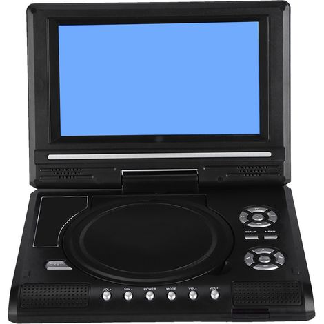 Lecteur DVD portable 7 pouces avec écran pivotant, chargeur de voiture rechargeable, manette de jeu, prise UE 100-240 V (1/5)
