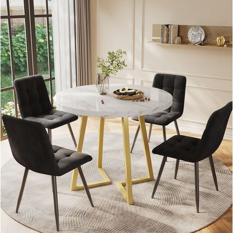 table repas salle a manger 4 chaises ronde 80 cm métal OKMYHOME (1/3)
