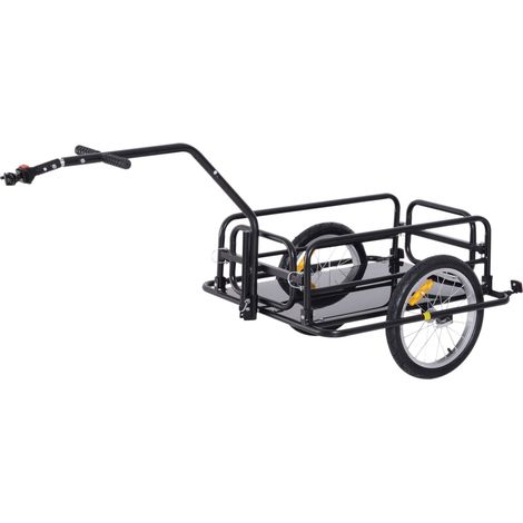 Remolque De Carga Para Bicicleta 40 Kg De Capacidad De Carga, Remolque De Transporte Con Enganche Plegable, Negro, 155X71,5X77Cm (1/5)