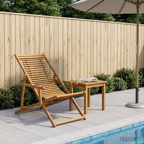 vidaXL Deck Chair 3 Position Solid Eucalyptus Wood Natural (1/5)