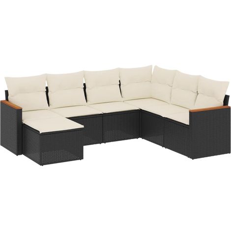 Maison Exclusive - Set de comedor de jardín 7 pzas y cojines ratá (1/5)