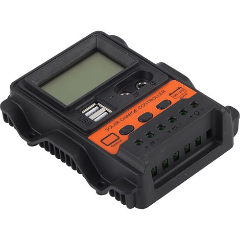 Contrôleur de charge solaire avec écran LCD, 2 sorties USB, régulateur de charge PWM pour panneaux solaires 12 V/24 V, 10 A, 130 W/260 W (1/5)