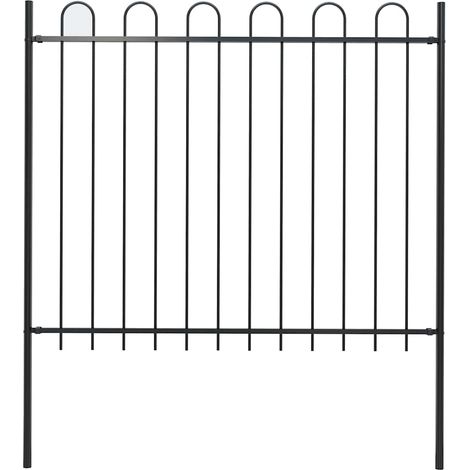 Clôture de jardin BOXTEL avec fixation par support, acier, 181 x 150 cm, noire