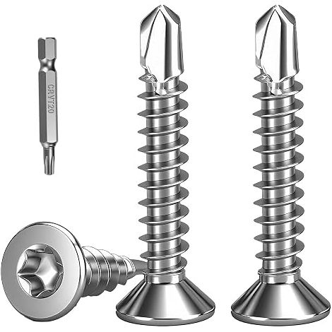 Torx Self-Drilling Metal Screws, M4.2 x 16 mm, Self-tapping Sheet Metal Screws and Self-Drilling Stainless Steel 410 Torx Countersunk Flat Head for Aluminium Wood Sheet Plastic with TX20. (1/5)