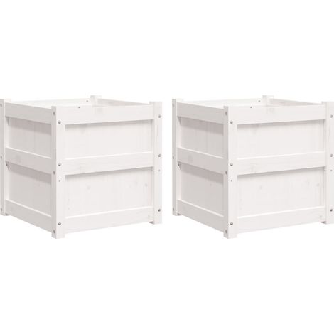 Maison Exclusive - Pflanzkübel 2 Stk. Weiß Massivholz Kiefer
