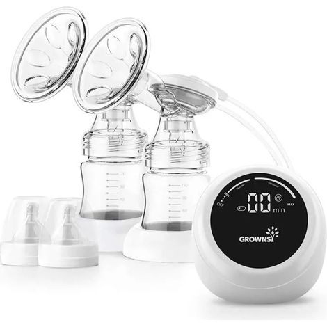 Tire-Lait Électrique Double - 2 Modes Massage/Expression - Écran LED - Rechargeable - Sans BPA - Silencieux - 1 Pièce