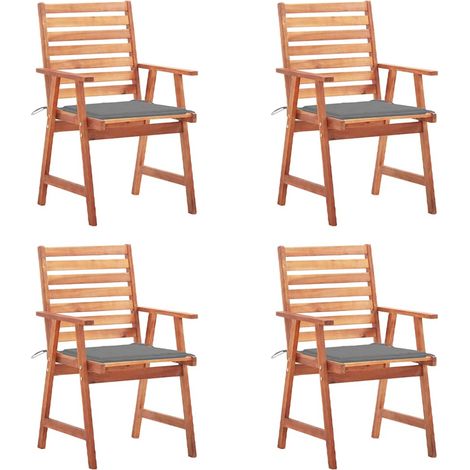 vidaXL Sillas comedor de jardín y cojines 4 uds madera maciza acacia (1/5)