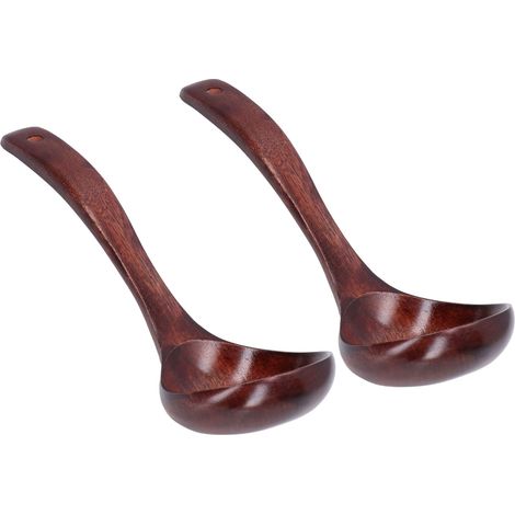 Ensemble de 2 cuillères en bois à long manche (9 cm de largeur) pour porridge, café et desserts.