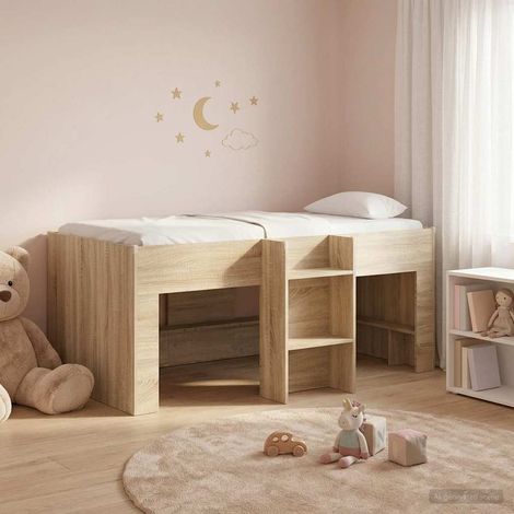 Marco de Cama Alta para Niños 2 pcs Madera de ingeniería