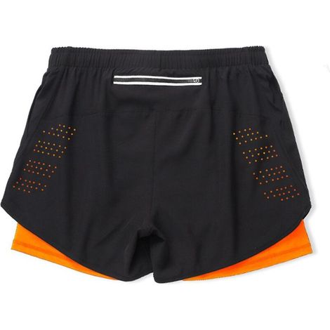 Doppellagige Herren-Sportshorts, schnelltrocknend, zweiteiliger Fitnesshosen-Stil – Größe 2XL – Neonorange (1/5)