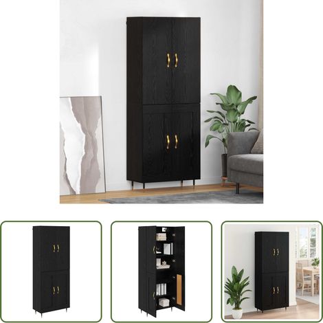 vidaXL Meuble de rangement - Haut Armoire Chêne noir 69,5 x 34 x 180 cm Bois d'ingénierie (1/5)