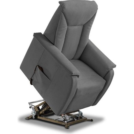 Poltrona Alzapersona Elettrica 2 Motori 82x108x84 cm Baila in Microfibra Dispositivo Medico 1 Grigio Scuro (1/4)