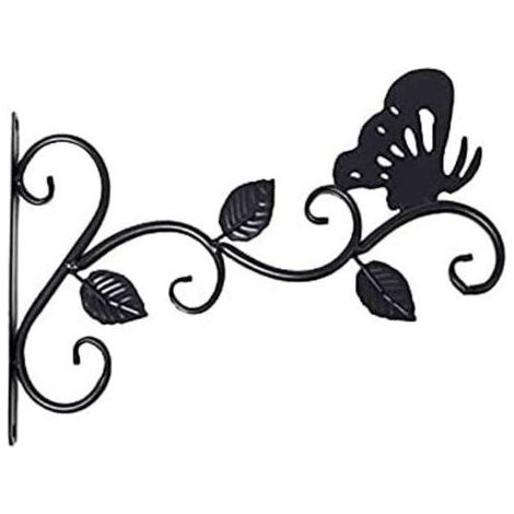 Set mit 1 Hängepflanzenhalter, Wandmontage-Pflanzenhaken aus Metall, rostfreier und robuster schmetterlingsförmiger Pflanzenaufhänger, Schwarz (1/5)