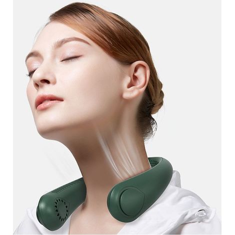 Leiser und kompakter USB-Nackenventilator, klingenlos, bürstenlos, aus weißem Silikon, Cross-Border-Design, ideal für Outdoor-Sportarten. (1/5)
