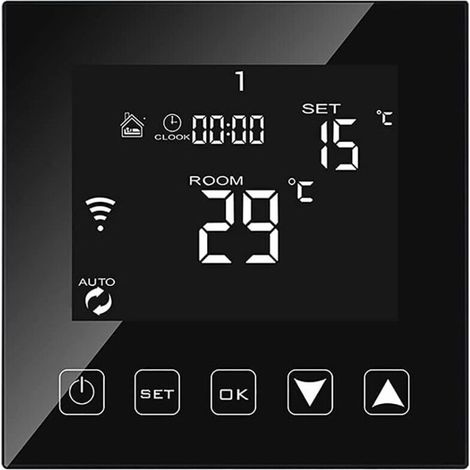 XEPHO Intelligent Thermostat WiFi Connecté pour Chaudiere gaz/Eau 3A Filaire Alexa/Google Home/Tuya Smart Life APP Compatible, Thermostats d'ambiance Programmable Chaudière Murale Noir