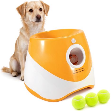 Lanceur balle chien, Lanceur de balle automatique pour chien, Batterie 2200mAh, Trois modes de portée, avec 3 balles, chargement USB (1/5)
