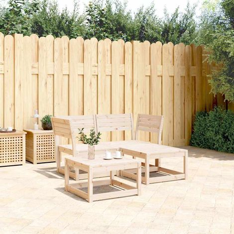 vidaXL Juego de sofás de jardín 3 piezas madera maciza de pino (1/5)