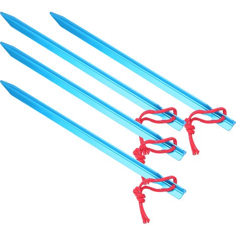 Lot de 4 piquets de tente de camping ultralégers en alliage d'aluminium de 23 cm, bleus. (1/5)
