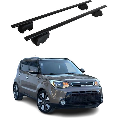 OMAC Dachtrager Quertrager für Kia Soul II 2014-2019 – City Crash getestet – ISO PAS 11154:2006 – Abschliessbar – Max 75 kg – 2 Stangen Stahl Schwarz (1/5)