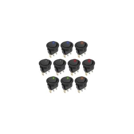 Interruttore a bilanciere rotondo con blocco SPST a 3 pin, 12 V CC, 20 A, 10 pezzi, 5 colori, per auto, camion, barca
